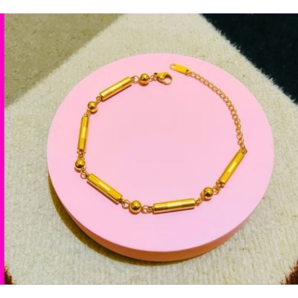 Gelang rantai bambu bola titanium wanita anti karat