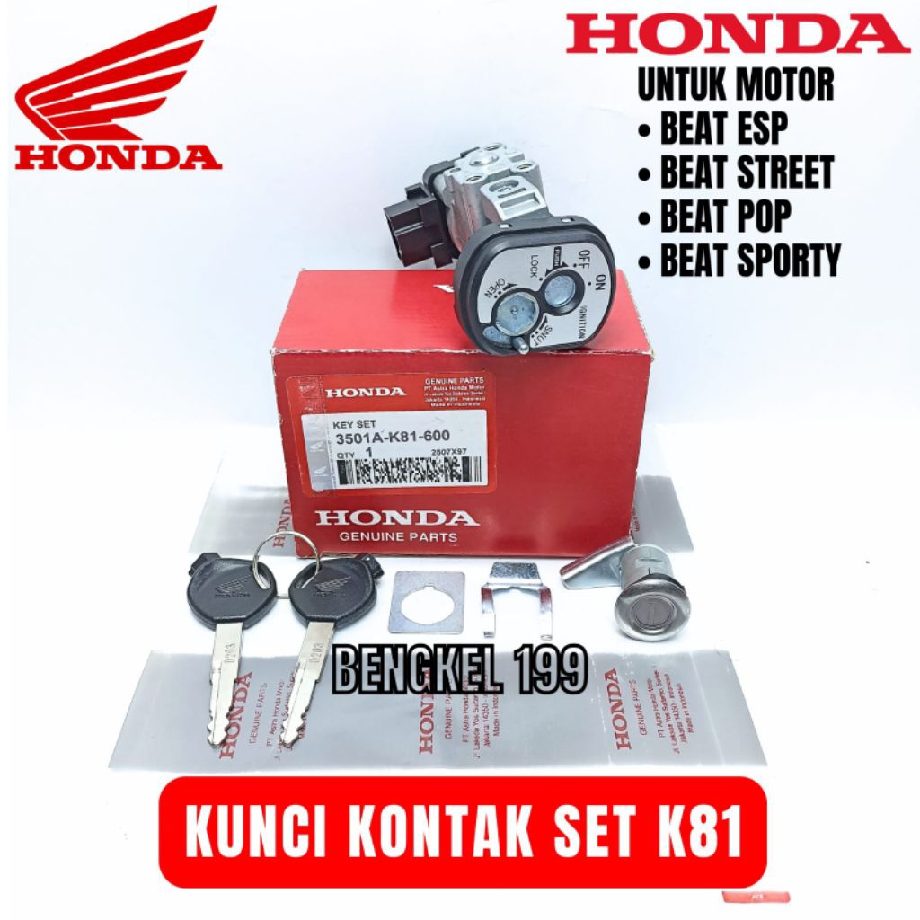 Kunci Kontak Set Honda K81 Beat Esp Beat Street Beat Pop Beat Sporty 2017 - 2018 Original Honda