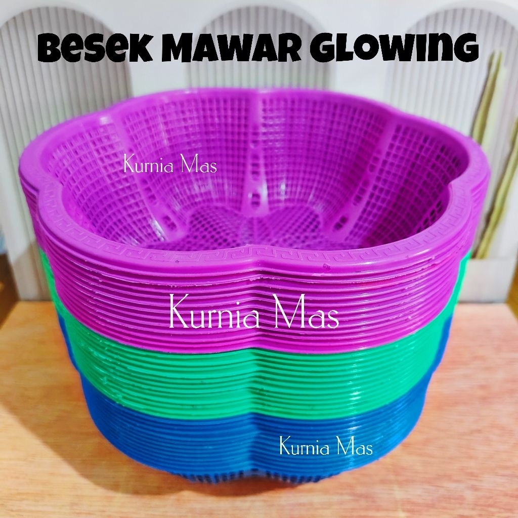 12 PCS Besek Plastik Glowing Wakul Mawar Bakul Nasi Ceting Marang Hajatan Keranjang Makanan