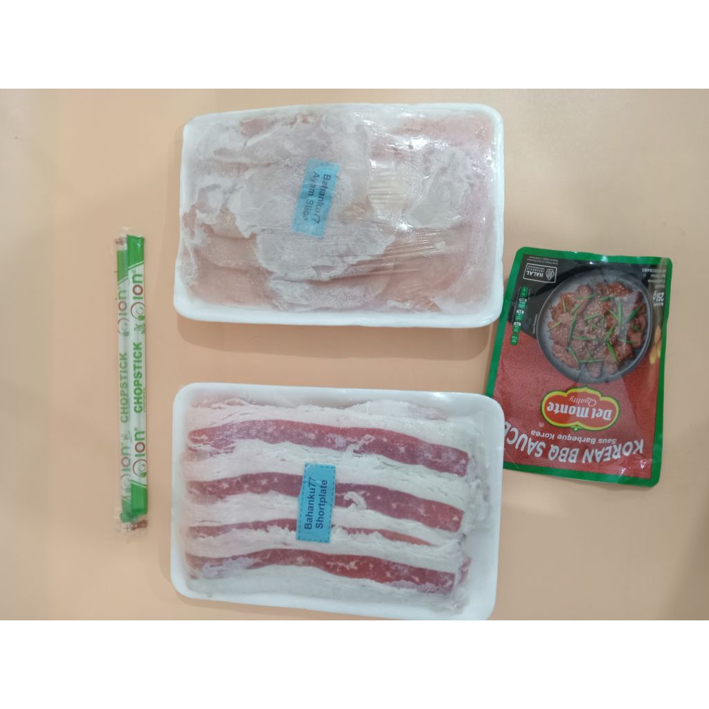 Paket BBQ Daging Shortplate, ayam slice dan marinaso 250 gram