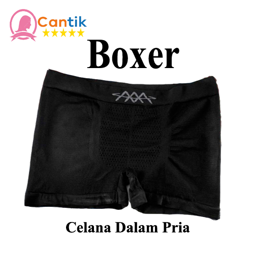 Celana Boxer Pria Kolor Pendek Daleman Cowok Polos Elastis Anti Selip – Hitam