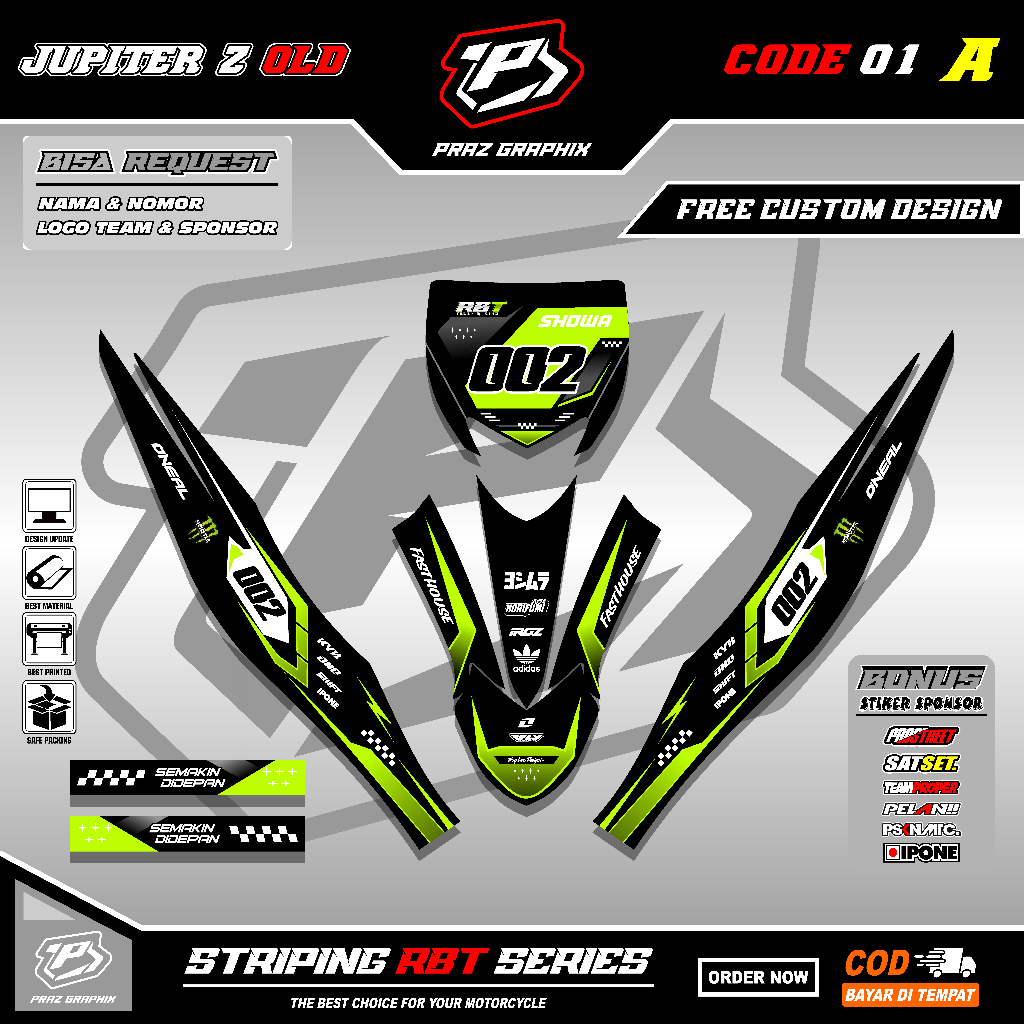 Sticker Striping Yamaha JUPITER Z OLD/BURHAN MOTOR RBT BEBEK MODIF SUPERMOTO Terbaru Desain Grafis K