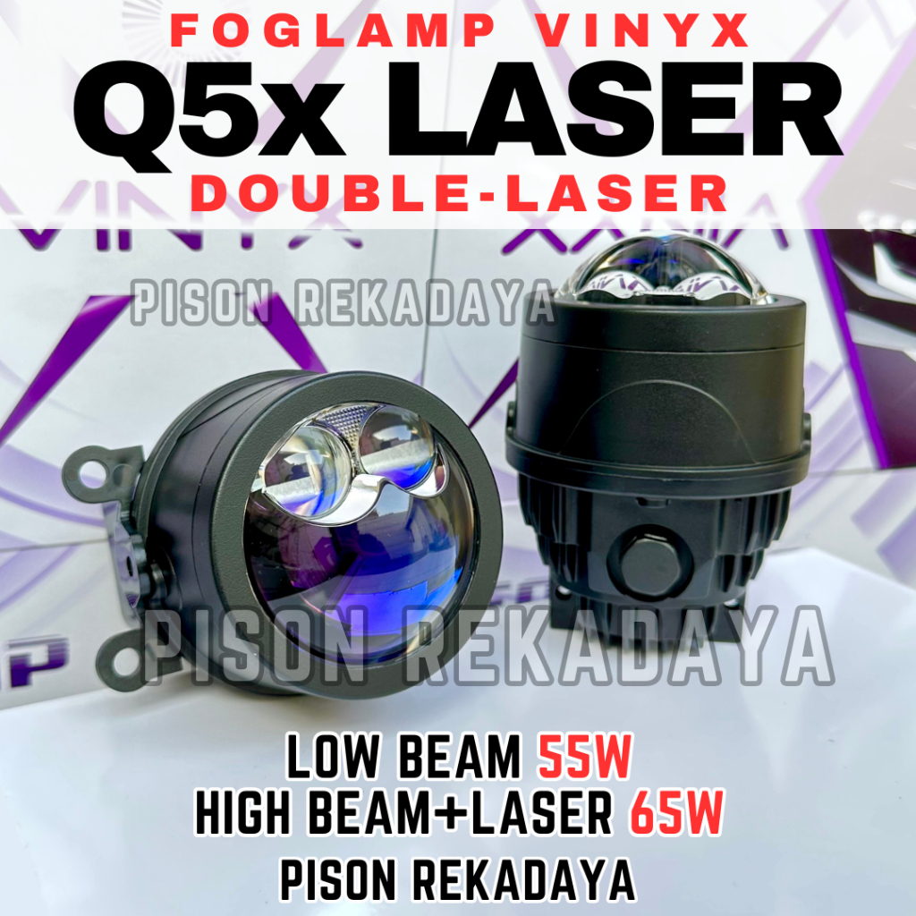 Foglamp Projector BILED VINYX Q5 Double Laser Q5X Laser Lampu Kabut Mobil Vinyx Q4 75 watt 3 inci