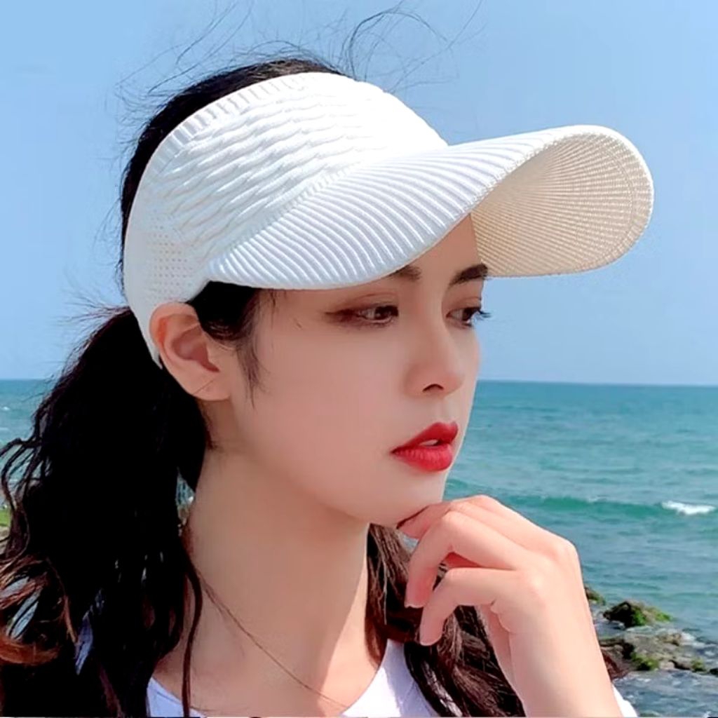 FELIZ - Topi Polos Senam Pantai Sporty Fashion Bahan Rajut Premium Topi Golf Wanita Cap Visor