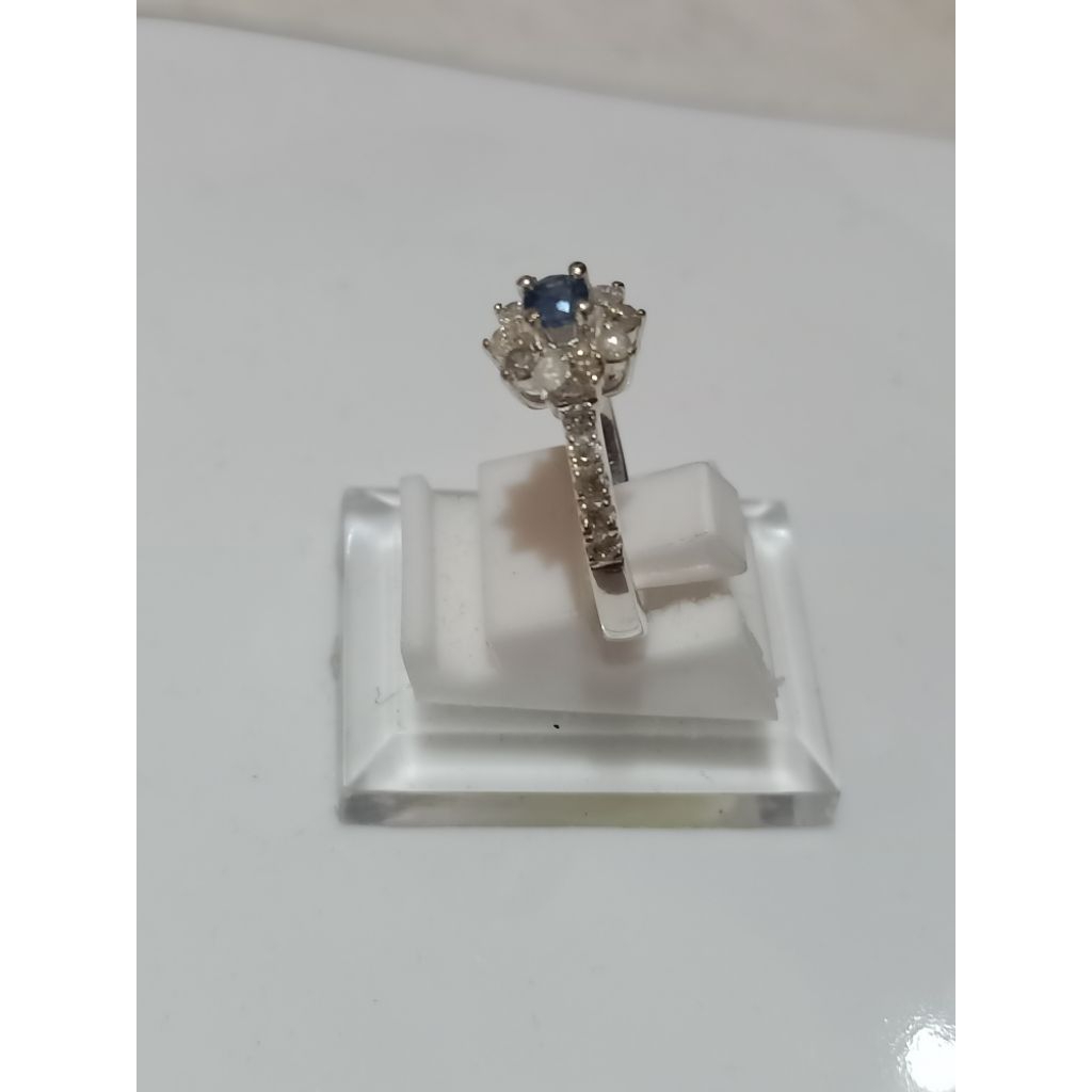cincin berlian silver blue sapir natural