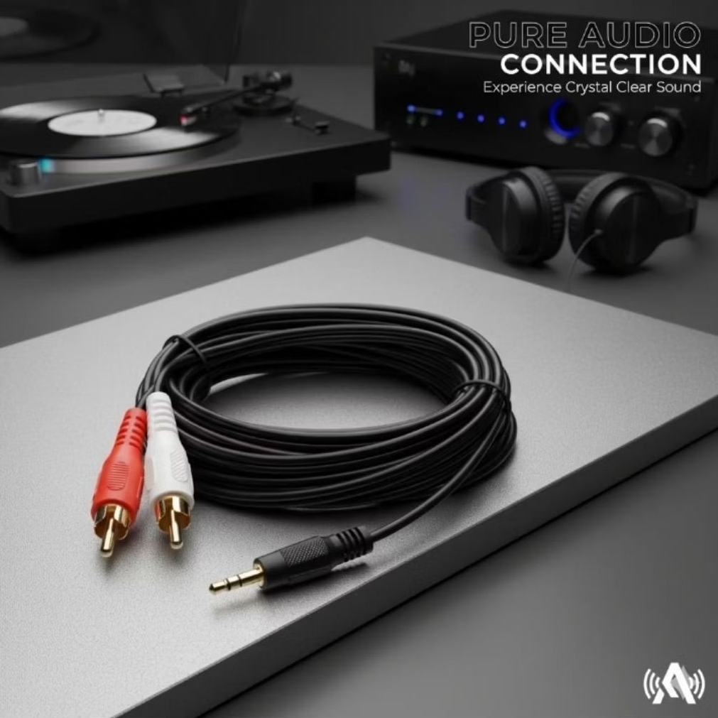 Kabel Aux RCA 2 in 1 / Kabel Audio 2in1 / Kabel Aux RCA 2-1 Panjang 1.5m