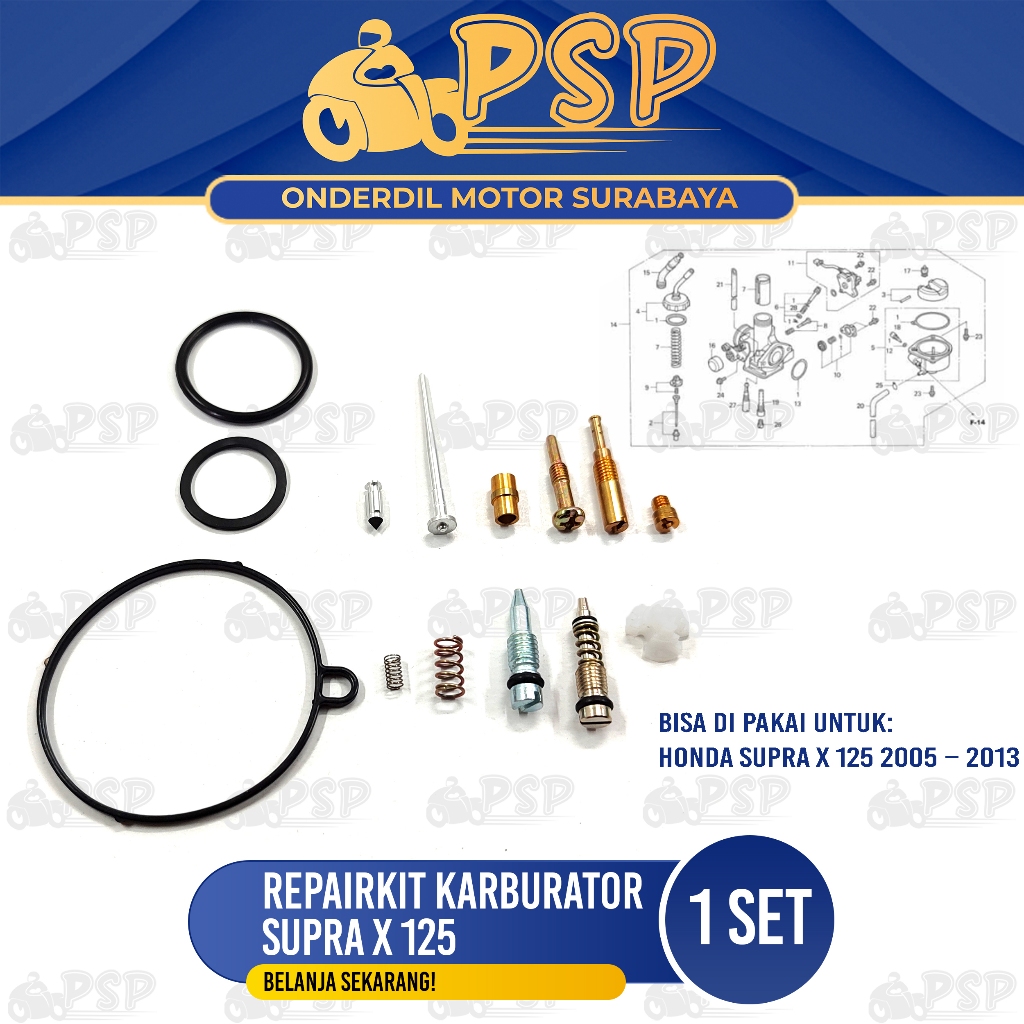Repairkit Karburator Supra X 125 - Repair Kit Spuyer Karbu Carburator Assy Honda Supra X 125 Karbu