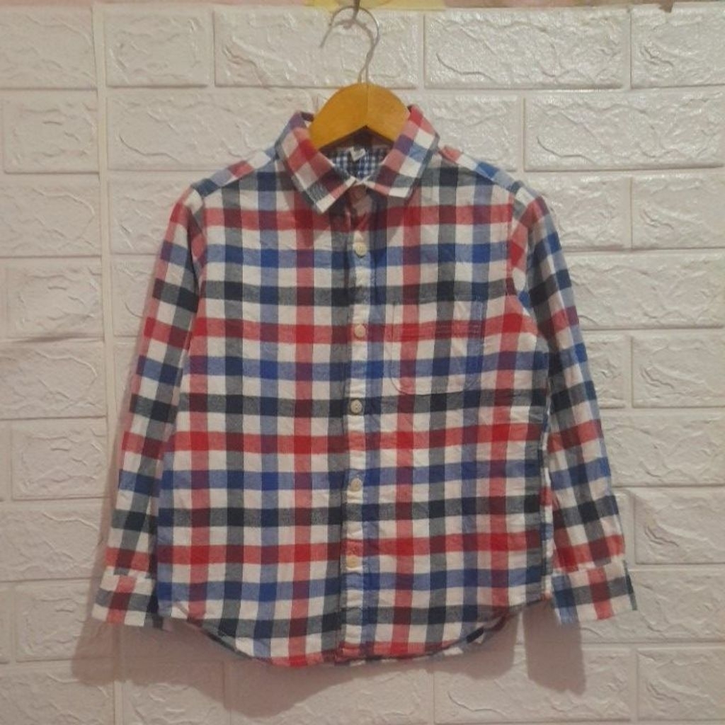 kemeja flanel anak UNIQLO size 120/LD 76 P 49 PL