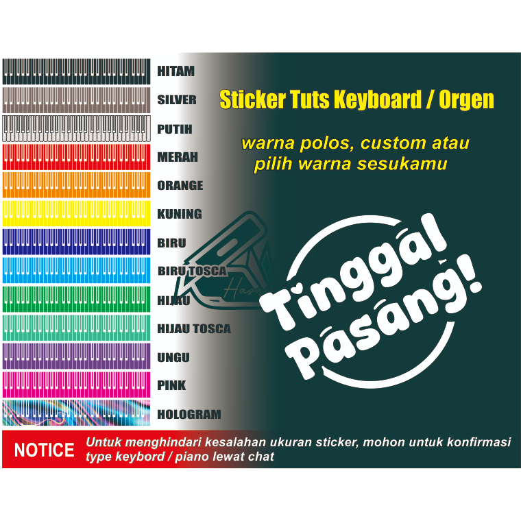 STIKER TUTS KEYBOARD ORGEN PIANO YAMAHA KORG ROLAND DLL bisa tambah nama dan gambar sesukamu