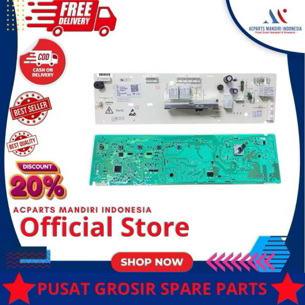 Modul MIDEA MFG70-ES1003 , Modul pcb mesin cuci midea front loading bukaan depan original