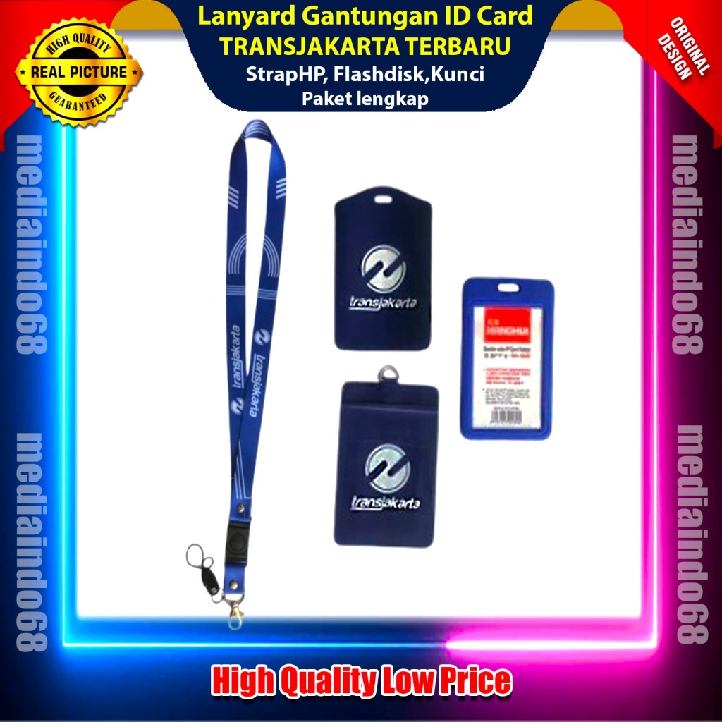 Lanyard Gantungan ID Card TRANSJAKARTA TERBARU , StrapHP, Flashdisk,Kunci  Paket lengkap