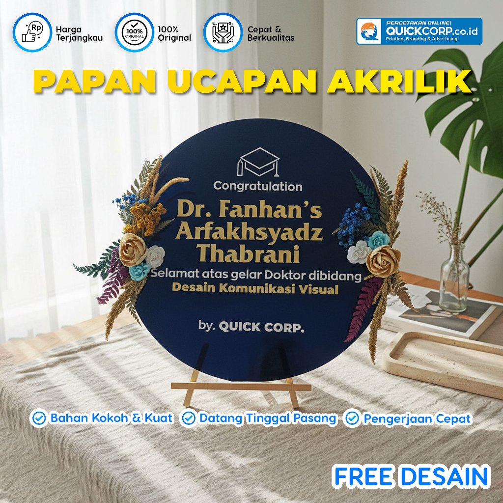 Papan Ucapan Akrilik Custom – Wisuda, Pernikahan, Ulang Tahun, Ucapan Selamat