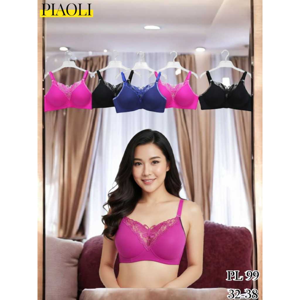 BELI 1 GRATIS 1 BRA FULL SEAMLESS BRUKAT KUPU CUP A 32 - 38 PIAOLI FASHION HALUS BRA PL 77 PL 99