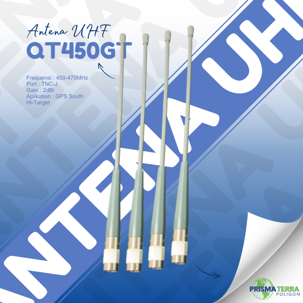 Antena UHF QT450GT Frequensi 450-470MHz Port TNC-J Gain 2dBi