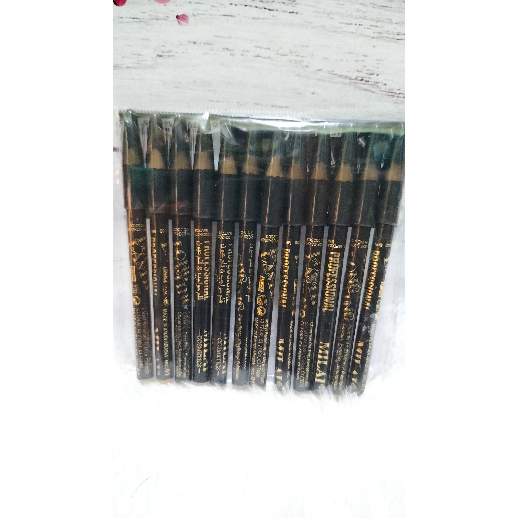 12 pcs Milai Pensil Alis Celak Mata Celak Pensil Hitam Celak Mata Coklat Original Saudi Celak Arab