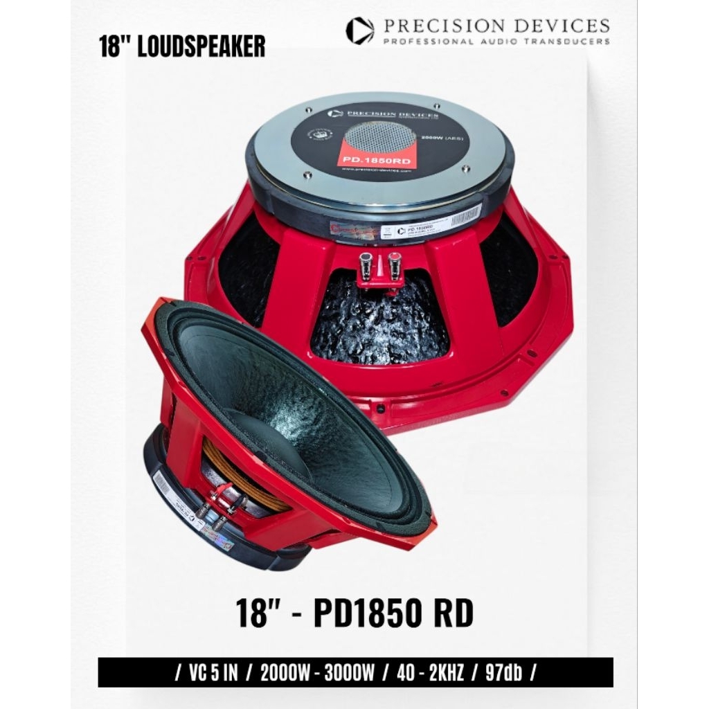 Komponen Speaker / 18 Inch / PD1850RD / VC 5 IN / Precision Devices PD 1850 RD PD1850 RD PD 1850RD P