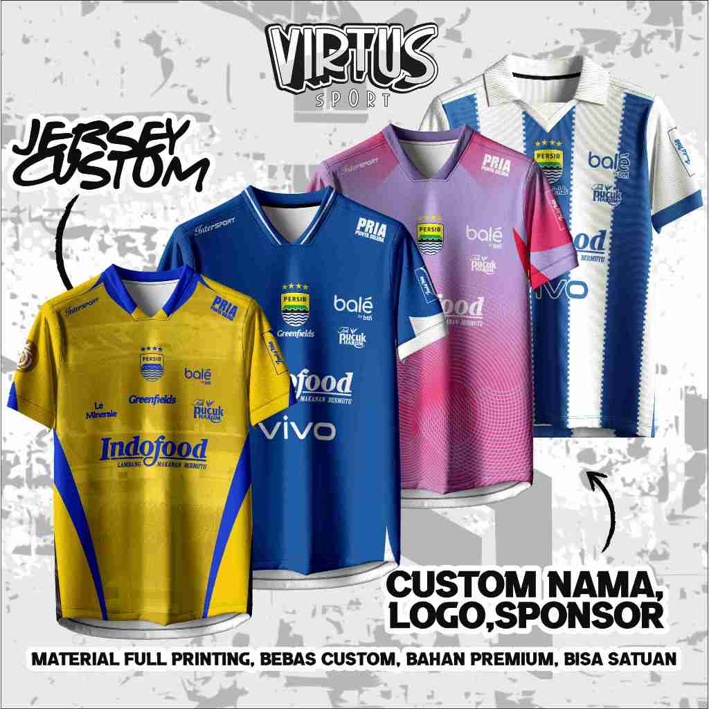 Jersey Persib Fantasy / Jersey Persib / Kaos Barcelona / Jersey Bola / Jersey Vintage