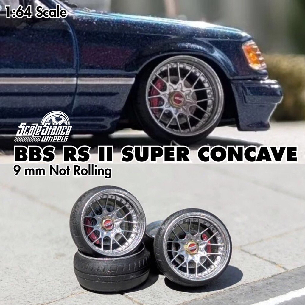 Velg Diecast BBS RS II Super Concave 9mm 1:64 Scale Stance Mini Scale