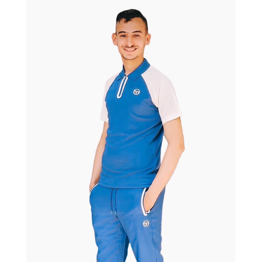 Sergio Tacchini Original Rispecchio Zip Polo Shirt In Blue / White