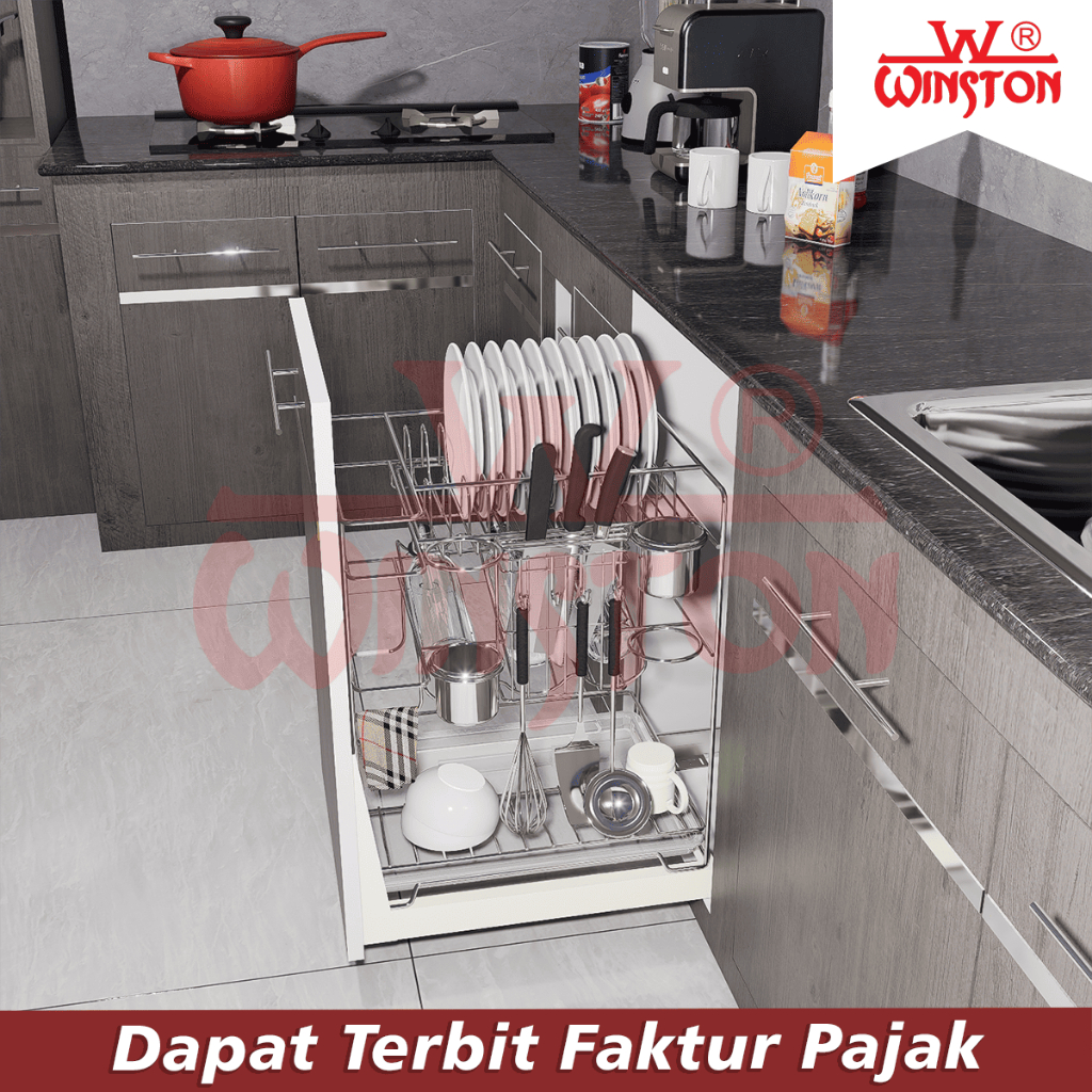 Rak Piring Mangkok Botol Bumbu Stainless Steel Winston WW 025E for Kitchen Cabinet ukuran 40cm Kitch