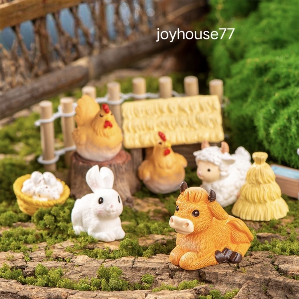 Miniatur Hewan Ternak Kandang Sapi Domba Kambing Babi Ayam Telur Pertanian Desa Bebek Kelinci Palung