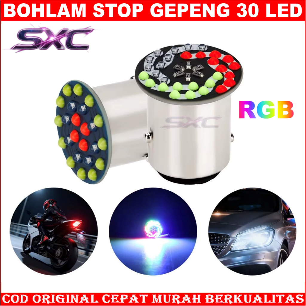 ORIGINAL LAMPU REM MOTOR LAMPU STOP REM 30 MATA LED COB LAMPU REM GEPENG 2 Mode Gerak Dan Kedip Untu