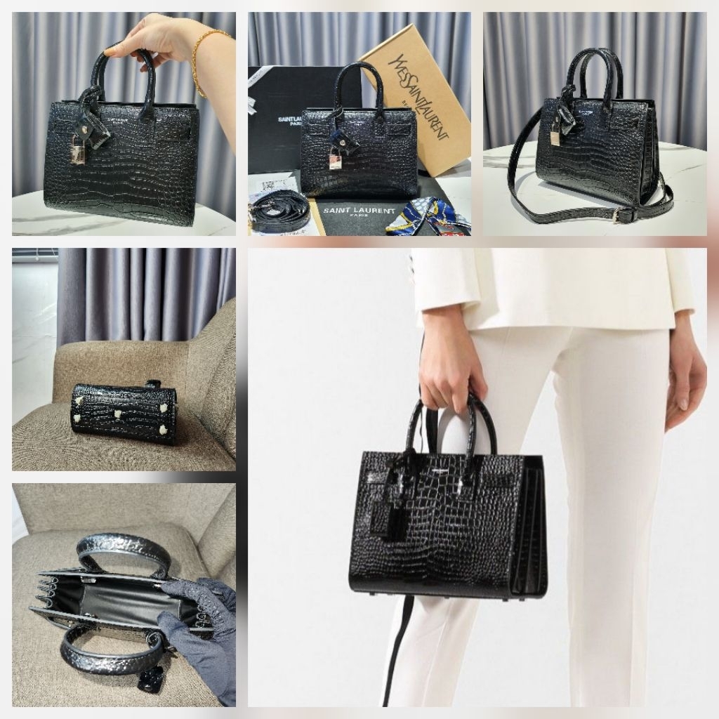 SALE habisin stok tas fashion wanita hitam croco tas kerja kantor selempang