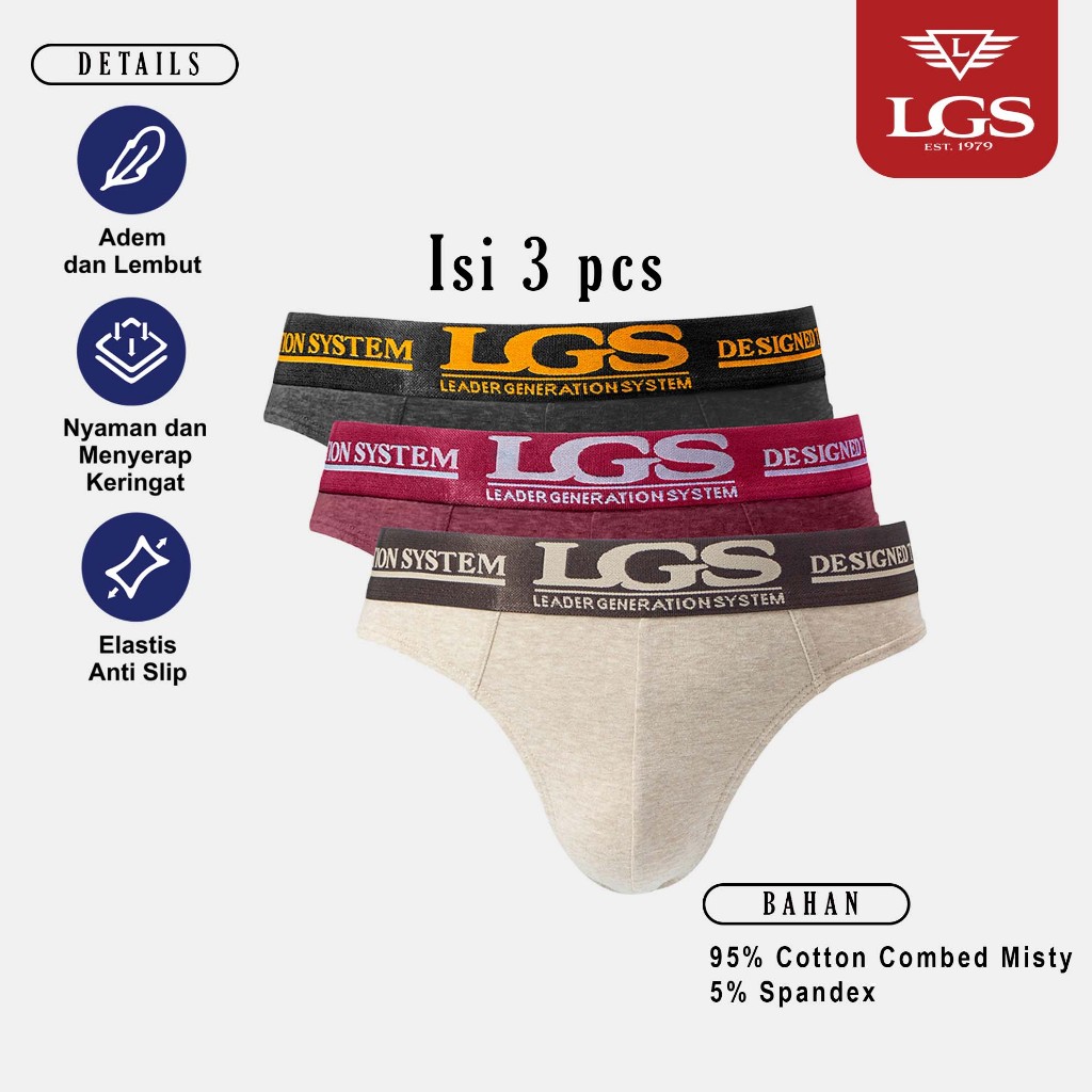 LGS - Underwear - Pakaian Dalam Pria - Isi 3 Pcs  - LEMN.005.553.3.7C