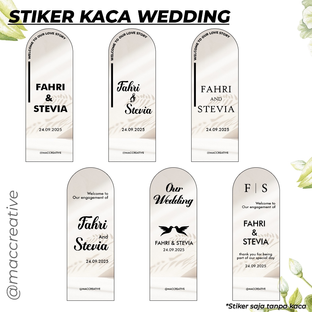 Stiker Mirror Wedding Sign - Stiker Cutting Mirror Dekorasi Wedding Engagement Welcome Sign Part 2