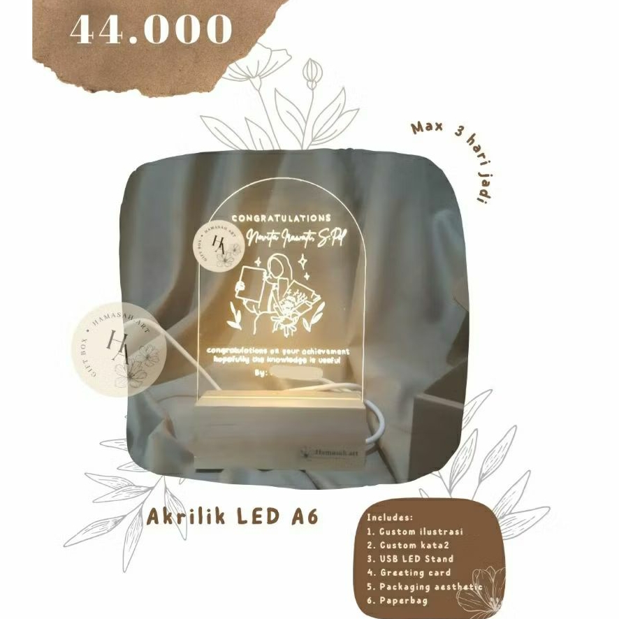 GIFT BOX AKRILIK ILUSTRASI LED | HADIAH WISUDA | KADO WISUDA