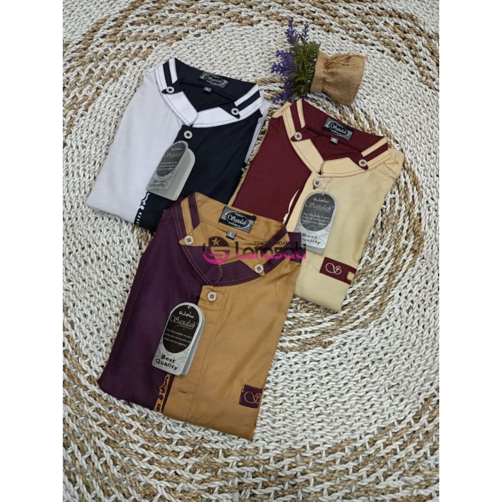 baju Koko lengan pendek SAJIDAH kombinasi/ baju Koko kekinian pria