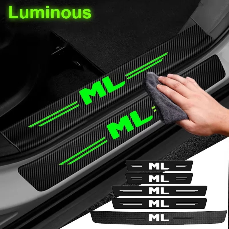 Stiker Pelindung Ambang Pintu Mobil Bercahaya untuk Mercedes Benz ML 2021 2020 2019 2018 2016 Mobil 