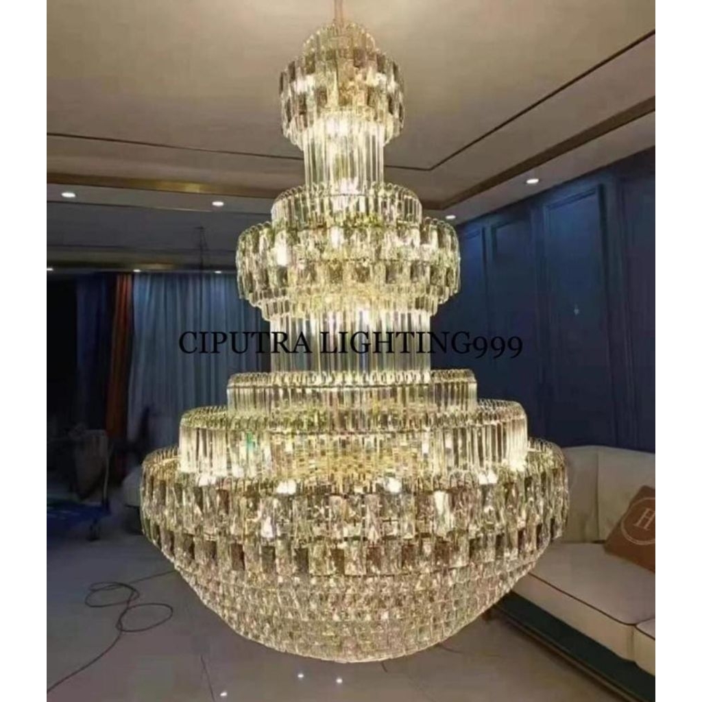 Lampu Gantung Hias Void Kristal Chandelier Klasik Modern Diameter 150 Cm Mewah