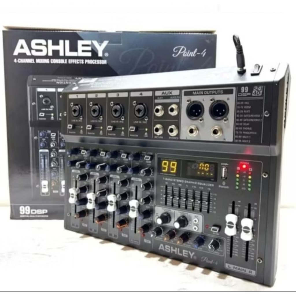 Mixer ASHLEY POINT-4 Usb Mp3 Pc Sound Card Recording Reverb Mixer 4 Channel