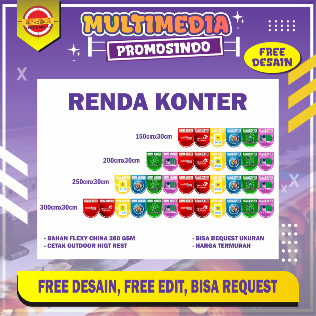 Banner Hiasan Konter / Renda Konter Bulat / Spanduk Konter / Flag Banner / Spanduk Konter