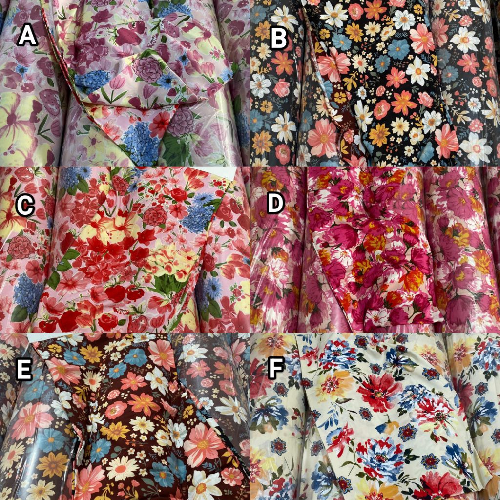 Bahan kain rayon motif bunga kain rayon viscose premium