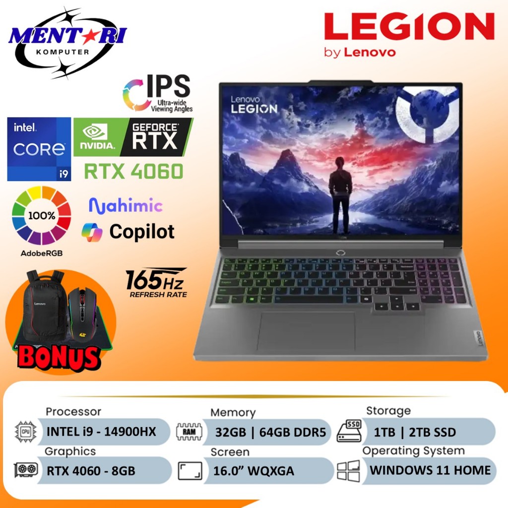 LENOVO LEGION 5i 16 RTX 4060 i9 14900HX 64GB DDR5 2TB SSD IPS 165HZ RGB