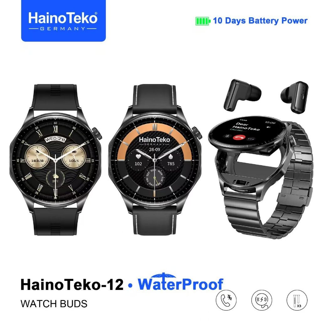 Jam Tangan Pria Haino Teko-12 Smart Watch Amoled Watch Buds Waterproof