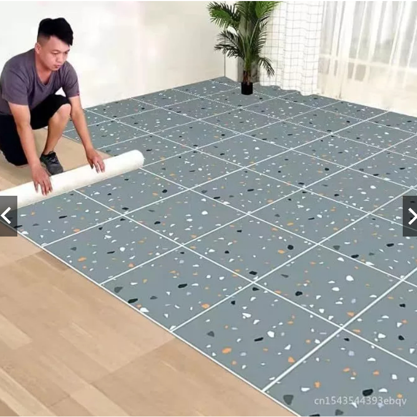 Stiker Lantai Kamar Mandi Wallpaper Lantai Kamar Mandi Tahan Air Self-Adhesive 2M*0.61M Stiker Kamar