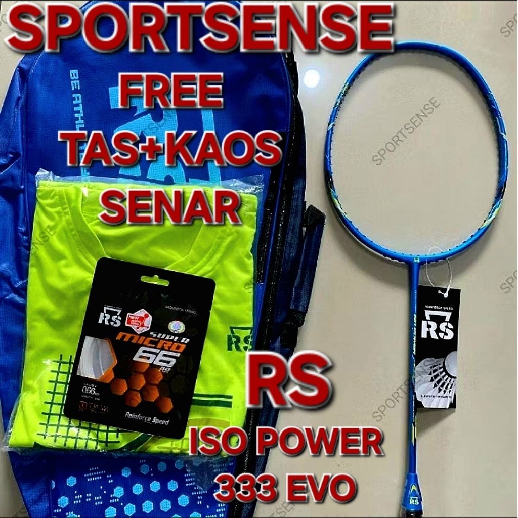 Raket Bulutangkis Badminton Reinforce Speed RS Iso Power 333 Evo Original Bonus Tas Kaos Senar