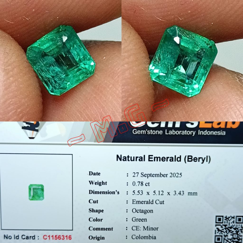 NATURAL EMERALD BERYL ZAMRUD WARNA TOP GREEN LUSTER MEMO GLI LAB