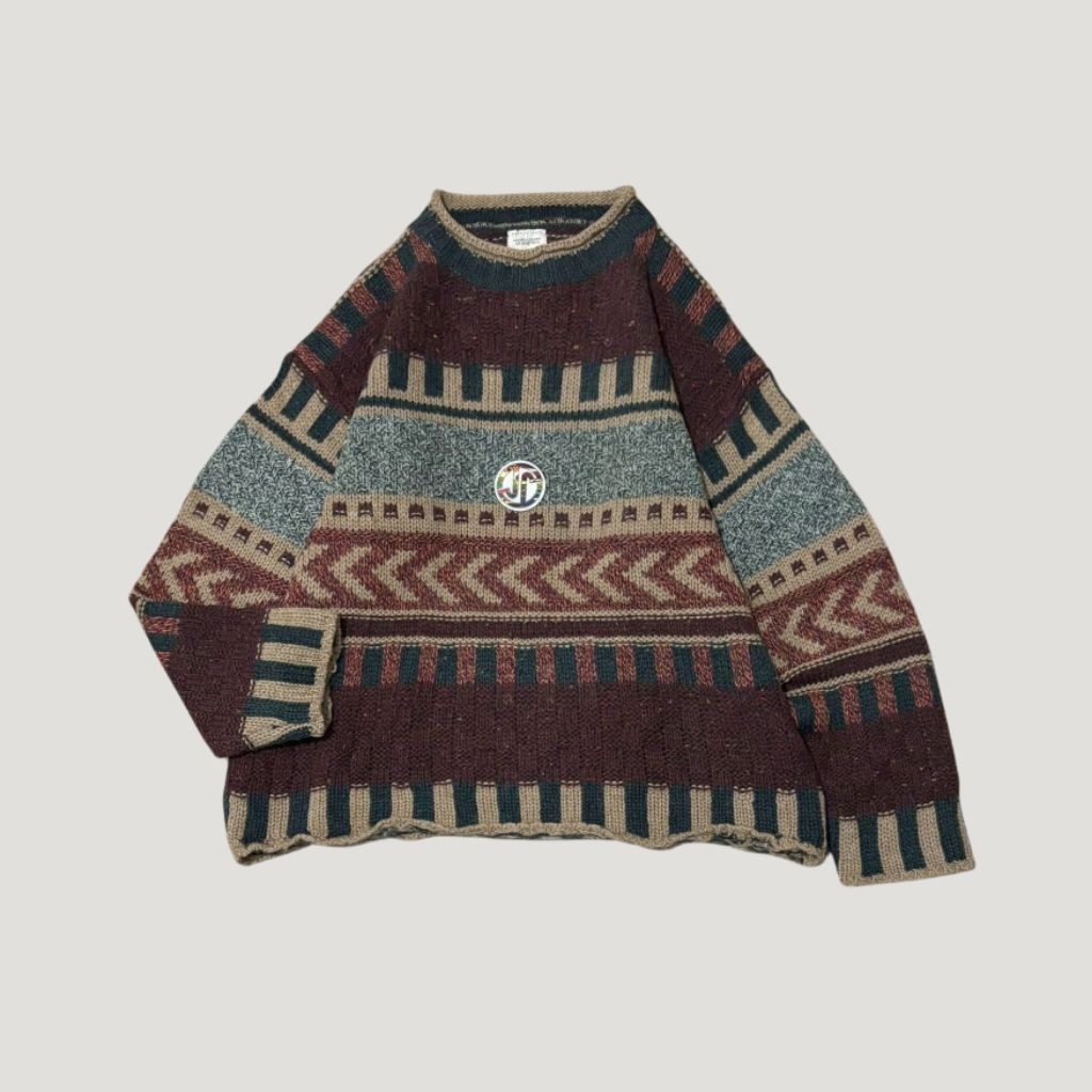 United Volors of Benetton Made in Italy Grandpa Pattern Knit Sweater
