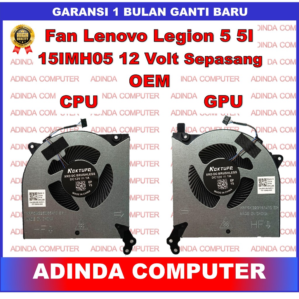Fan Lenovo Legion 5 5I 15IMH05 5-15ARH05 R7000P 12 Volt Sepasang