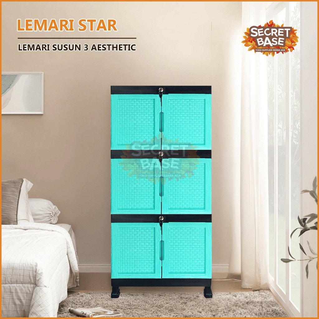 LEMARI STAR SUSUN 3 - Kunci / Lemari Pakaian Jumbo / Lemari Plastik Susun
