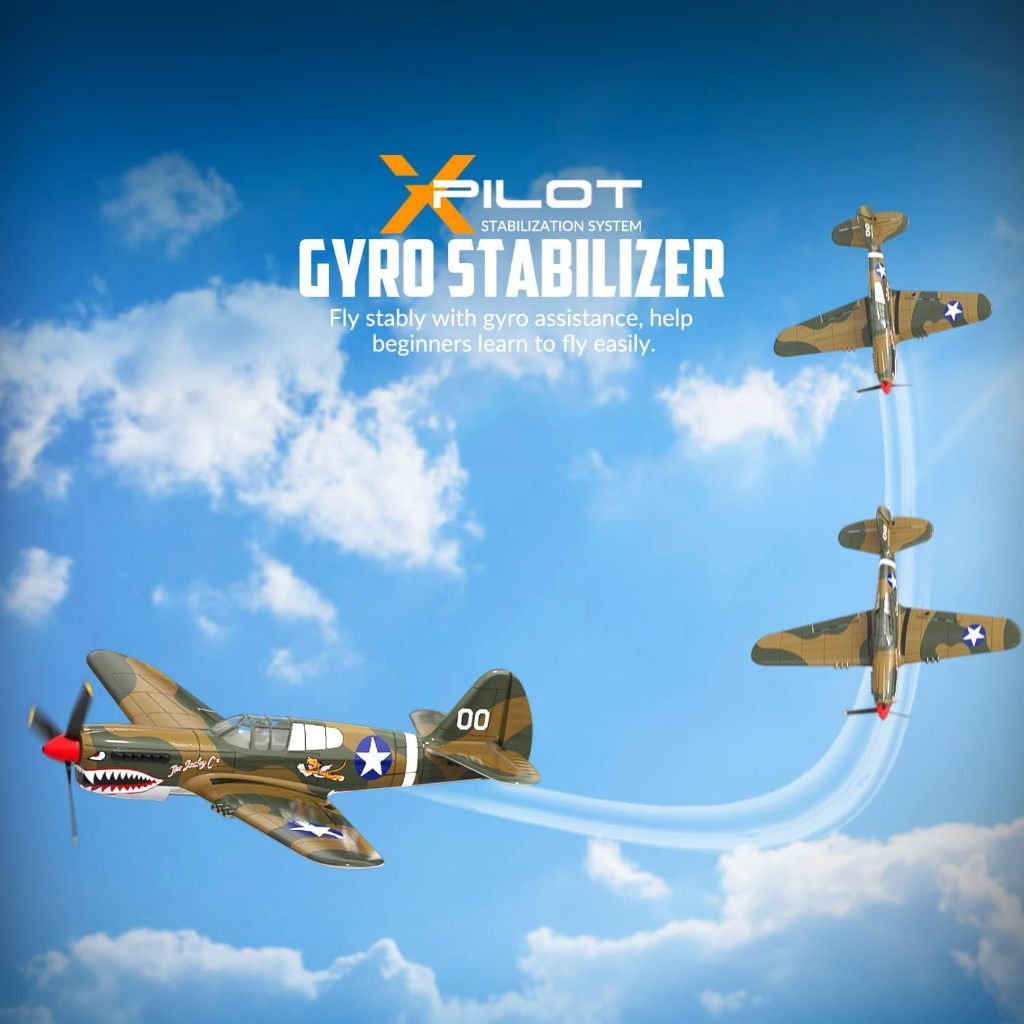 VOLANTEXRC RC Plane, 4 Channel Remote Control Airplane Fighter P40 with Aileron, 6-Axis Gyro