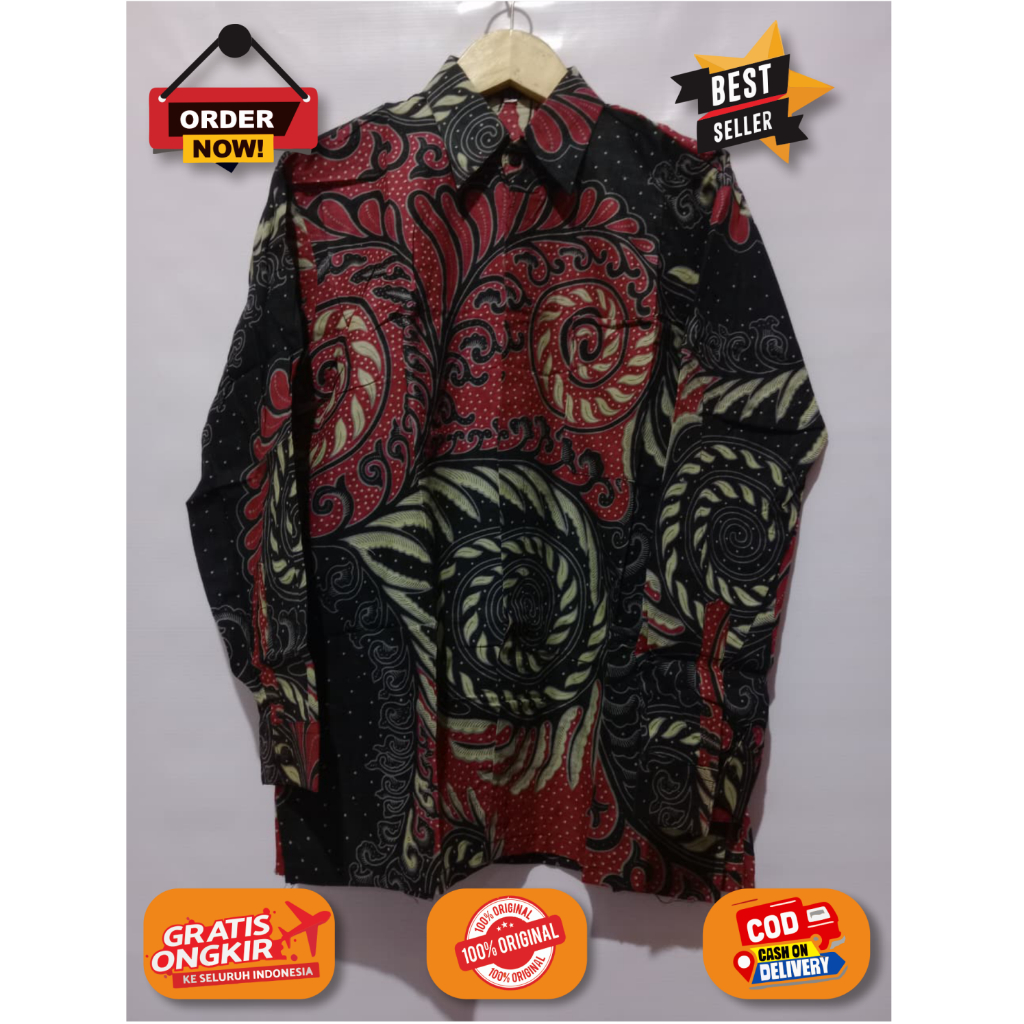 BATIK RACHMAN Baju Batik Cowok Lengan Panjang Modern