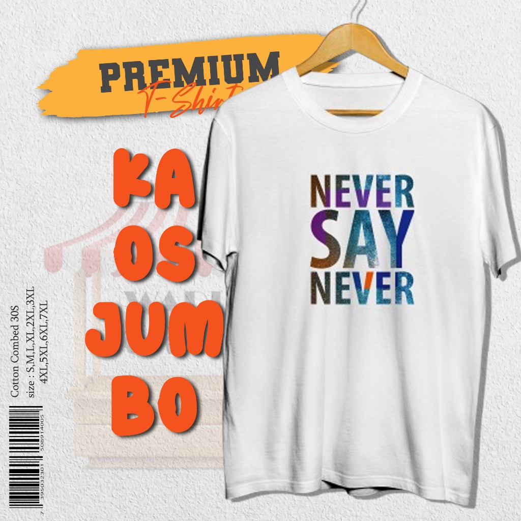 Kaos Pria Dewasa Remaja Jumbo Distro Warna Putih Katun Adem Kombed 30S
