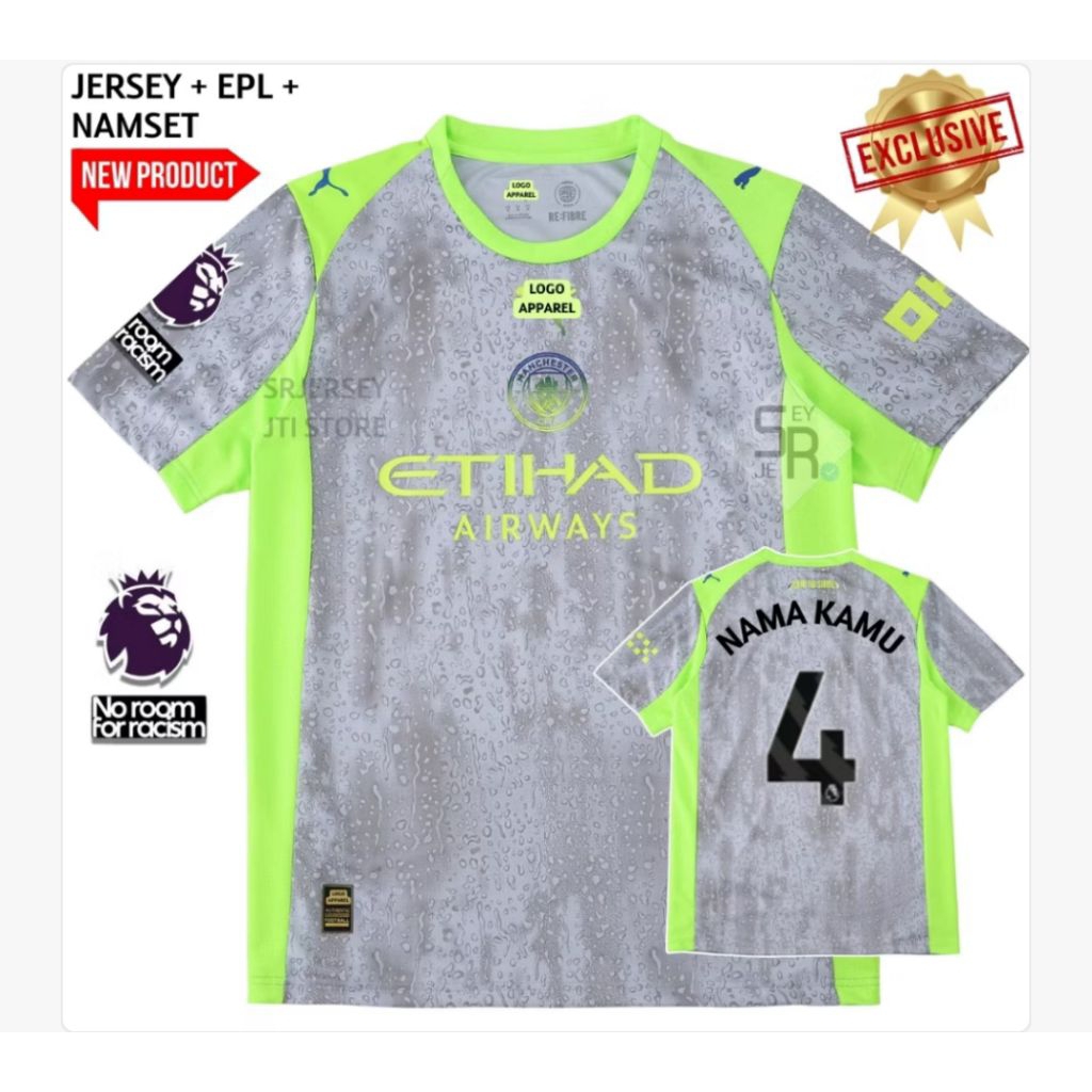 Jersey man city third 3rd new product 2025 2026 baju bola terbaru 25 26 full patch pasang sablon nam