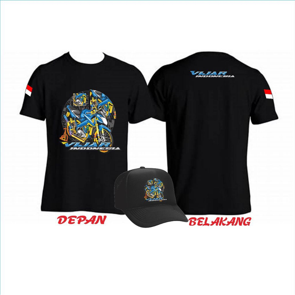 BAJU KAOS + TOPI KOMUNITAS VIJAR INDONESIA LENGAN PANJANG DAN PENDEK BAHAN CATTON COMBED ORIGINAL TE