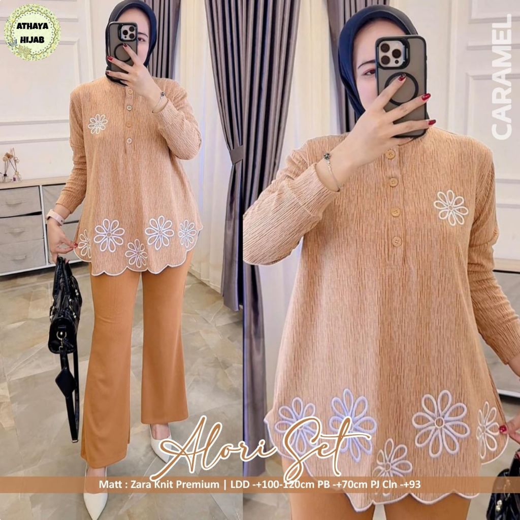 Setelan Wanita Terbaru Kekinian Modern Alori Set By Athaya Bahan Zara Knit Premium Ld 100 - 120 Cela